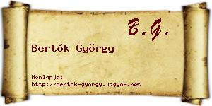 Bertók György névjegykártya